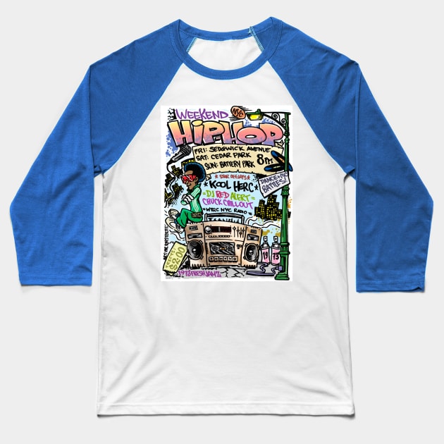 Hip Hop Flyer - COLOR! Baseball T-Shirt by inktheplace2b